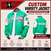 Chaqueta Varsity de Cuero PU Personalizada para Hombre, Venta al por Mayor, Parches de Chenilla Bordados, Cuello Camisero, OEM, Marca Privada, Estilo Urbano Retro