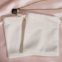 Pochette à bijoux personnalisée en velours recyclable avec logo, petit sac à cordon en velours pour emballage cadeau, sac à bijoux en velours suédé