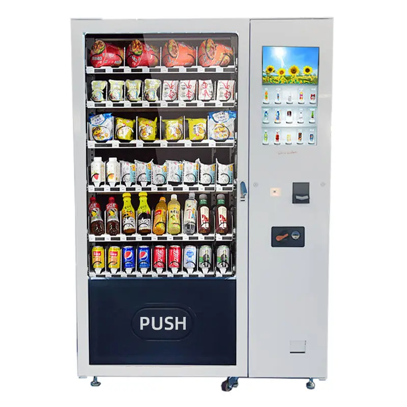 Outdoor vending machine for foods and drinks cold drink and food vending machine