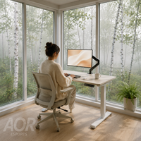 Escritorio Ajustable en Altura para Trabajar Sentado o De Pie, con Construcción de Metal y Madera, Patas en Forma de T, Amplia Superficie de Escritorio, Hecho en Guangdong