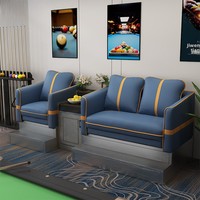 Canapé trois places et chaise de billard avec table intégrée en métal pour salle de billard, modèle 818