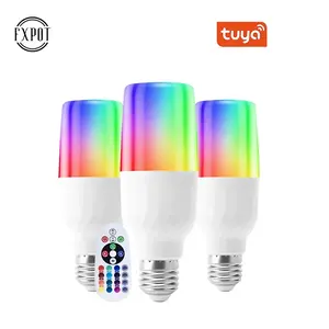 Fxpot Factory Price Tuya Color Changing Remote Control E27 E26 B22 Base 15w Led Smart RGB Bulb With Alexa And Google Home