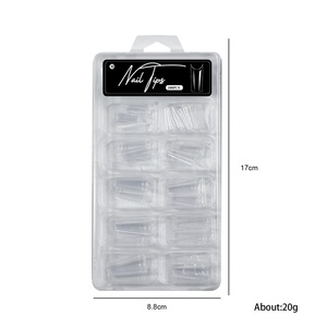 Extensions d'ongles en acrylique à motif carré français, demi-couverture, 100 pièces pour application sur les doigts - Product Image 6