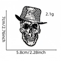 Patch brodé thermocollant en gros, motif crâne fantôme, style punk, applique décorative pour vêtements, sacs, chapeaux