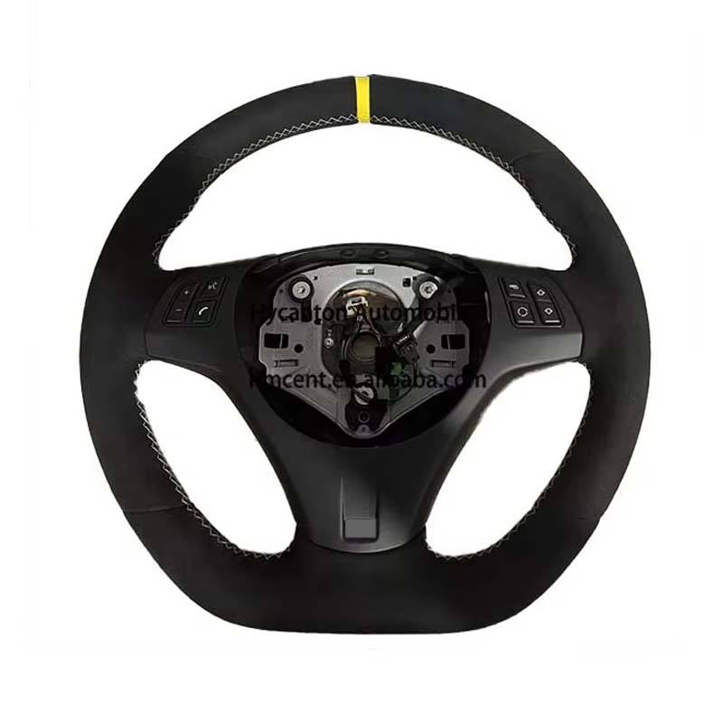 With holes+Black Alcantara+yellow circle+yellow stitching