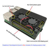 Carcasa de Aleación de Aluminio CNC con Dos Ventiladores, Carcasa Metálica Negra con Dos Ventiladores de Refrigeración y Disipadores de Calor para Raspberry Pi 4 Modelo B RPi 3B