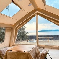 Tente de glamping familiale pour l'extérieur, tentes de camping gonflables en tissu Oxford 420D 13 ㎡   Tente pneumatique imperméable à montage rapide avec pompe