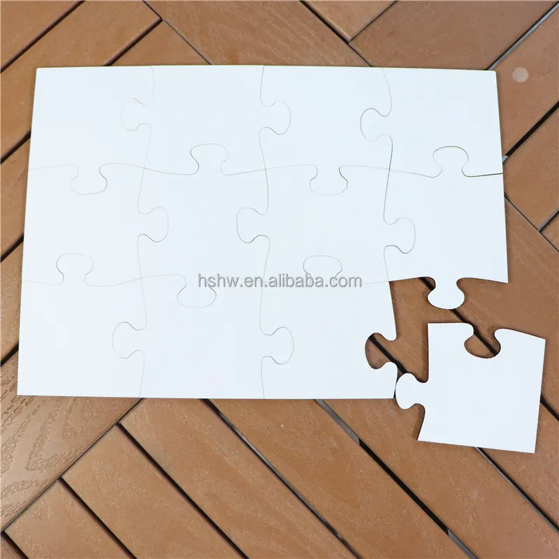 Puzzle de pièces gratuit, imprimé UV, blanc mat, vente en gros, A4 MDF, bois