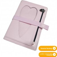Cuaderno de Tela con Estampado de Corazones Rosados, A6, de Hojas Sueltas, Agenda, Planificador Estudiantil, Carpeta, Cartera