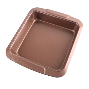 ถาดอบขนมปังเหล็กกล้าคาร์บอนทรงสี่เหลี่ยม สีเทาทอง เคลือบสารกันติด ใช้กับเตาอบได้ - Product Image 1