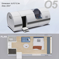 Extérieur camping espace préfabriqué maison capsule avec salle de bain forme ronde mini hôtel mobile intérieur de luxe