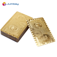 Conception personnalisée de cartes de poker en plastique dubaï 999.9 plaqué feuille d'or 24k PVC jeux de cartes à jouer dans une boîte