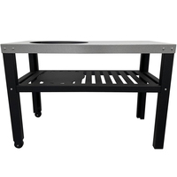 Chariot de barbecue moderne en acier thermolaqué pour grilles céramiques Kamado – Design portable et écologique avec flamme intégrée
