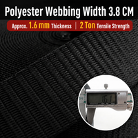 Sangles d'arrimage à cliquet en acier inoxydable 304, sangles de fixation de cargaison en polyester sans crochets, largeur 3,8 cm (1,5 pouce), noires, tendeurs de cargaison