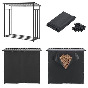 Porte-bûches <span class=keywords><strong>de</strong></span> stockage <span class=keywords><strong>de</strong></span> <span class=keywords><strong>bois</strong></span> <span class=keywords><strong>de</strong></span> <span class=keywords><strong>chauffage</strong></span> extérieur moderne grand <span class=keywords><strong>support</strong></span> en <span class=keywords><strong>bois</strong></span> en métal et en acier avec toit résistant aux intempéries et élégant - Product Image 5