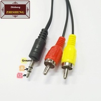 Câble Audio 3.5mm 3m Un à Deux Double Lotus RCA Rouge Jaune Veste PVC Adaptateur AV Polyvalent pour Console de Jeu Câble Casque Aux