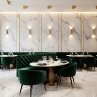 Meubles de cafétéria de luxe haut de gamme ensemble de table à manger et de chaises banquette de buffet d'angle en tissu de velours vert pour restaurant