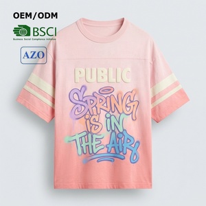 Garment Dyed Custom <b>Washed</b> Boxy Fit Puff Printing Flat Embroidery Pullover Tshirts Hand Drawn Applique Embroidery Men's T-shirt - Product Image 1