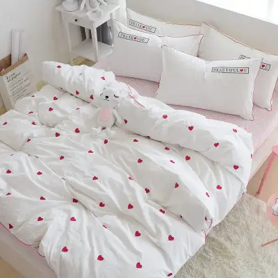 Güzel baskılı nevresim takımı 100% pamuk yatak çarşafı yatak örtüsü
