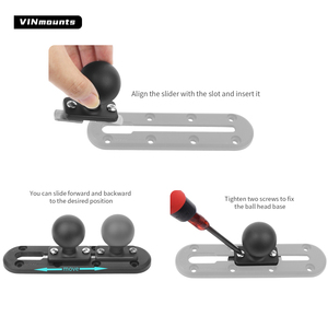 VINmounts 1.5 pouces rotule double trou base carrée 38.1mm, pour tableaux de bord de voitures, kayaks et bateaux VIN-C-044-2 - Product Image 3