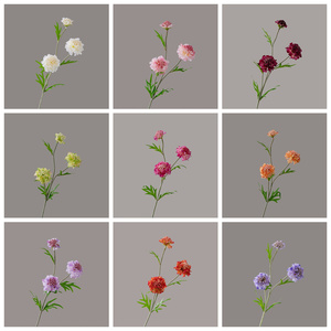 Fleurs artificielles de scabiosa faites à la main style INS, fleurs réalistes <span class=keywords><strong>en</strong></span> tissu pour coussinets de broderie, pour décoration de maison bohème, cottagecore et de Noël - Product Image 2
