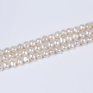 Perles baroques d'eau douce blanches naturelles de 6-7 mm d'épaisseur, perles en vrac avec des trous latéraux brillants des deux côtés pour le bricolage, couleur blanche propre - Product Image 4