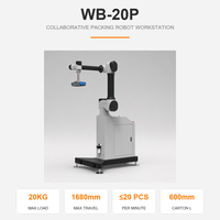 Robot d'emballage collaboratif WB-20P pour petits cartons – Emballeuse robotisée d'extrémité de ligne haute vitesse (20 pièces par minute) – Cobot