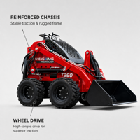 Mini-chargeuse compacte S360 de 880 kg, chargeuse utilitaire compacte de 200 kg, auto-nivelante, multifonctionnelle pour l'aménagement paysager