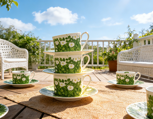 White Daisy Floral Porcelain Coffee <b>Cup</b> <b>Set</b> Elegant Green Leaf Pattern Ceramic Tea <b>Cup</b> For Afternoon Tea Home Decor And Gift - Product Image 6