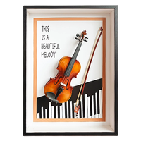 Cadre de boîte d'ombre en bois MDF pour violon affichage stockage d'instruments de musique support mural fleur décor salle de musique support d'exposition