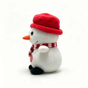 Muñeco de nieve de peluche personalizado con gorro de Papá Noel y bufanda roja, muñeco de nieve de peluche navideño, lindo muñeco de nieve de peluche. - Product Image 5
