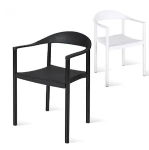热卖敲低休闲椅带扶手金属腿PP餐厅扶手椅Polypropy塑料椅