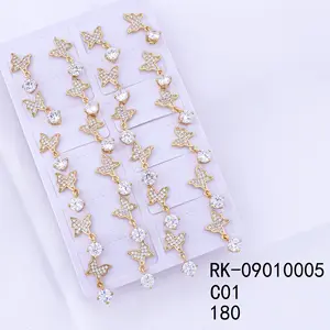 Pendientes tricolor de 18K para mujer, accesorios de joyería, aretes de cadena colgantes