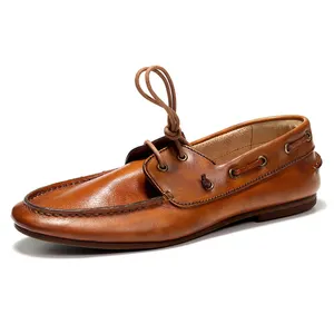 Mocassins classiques mocassins en cuir décontractés confortables durables hommes mocassins chaussures bateau en cuir de vache véritable