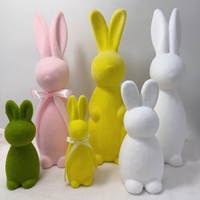 Lapin de Pâques floqué personnalisé pour vitrine, décoration intérieure, cadeaux festifs en gros et ornements de fête