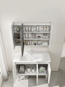 Extremely simple stainless steel ceramic integrated basin intelligent <b>mirror</b> floor standing bathroom cabinet - Product Image 6