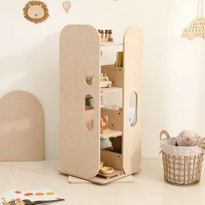 Libreria Girevole Moderna in Legno Montessori per Bambini, Scaffale da Terra per Cameretta, Asilo Nido, Scuola Materna, Aula, <span class=keywords><strong>Smurfs</strong></span> - Product Image 4