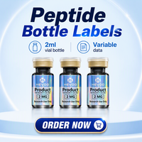 Étiquettes personnalisées pour flacons de peptides 2 ml, résistantes à la déchirure, avec options de données variables pour le suivi des échantillons de recherche
