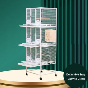 <span class=keywords><strong>Cage</strong></span> à oiseaux empilable en métal pour pinsons avec roue, grande volière d'extérieur, vol, élevage de perroquets - Product Image 3