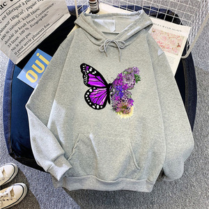 <span class=keywords><strong>Felpa</strong></span> con Cappuccio Personalizzata Loveda per Donna, Manica Lunga, Stampa Grafica a Farfalla, Etichetta Privata - Product Image 6