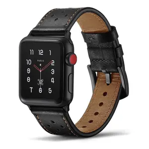 Grosir jam tangan pintar apple watch, mode 2020 kulit asli sabuk jam tangan pintar tali jam tangan untuk jam tangan apple iwatch Seri 3 4 5 38mm 42mm