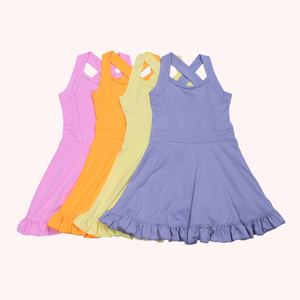 Yiying personalizzato carino modello solido per bambini <span class=keywords><strong>abbigliamento</strong></span> sportivo per bambine estate allenamento per bambine vestito Yoga - Product Image 2