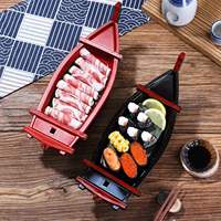 Plateau à sushi de style japonais en plastique ABS durable de luxe pour la présentation en restaurant et en buffet
