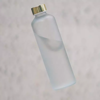 Bouteille d'eau en verre borosilicate écologique faite à la main avec marqueur de temps 500ml 1000ml, couvercle sport givré anti-fuite, compatible lave-vaisselle
