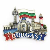 Magnet Kulkas 3D Logam Suvenir Bulgaria Burgas yang Dapat Disesuaikan