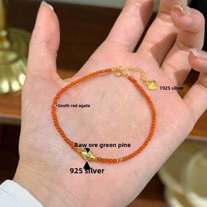 Bracelet vintage chinois minimaliste en argent sterling 925 massif, perles de turquoise naturelle brute et d'agate <span class=keywords><strong>Nan</strong></span> Hong, bijoux de luxe faits à la main - Product Image 3