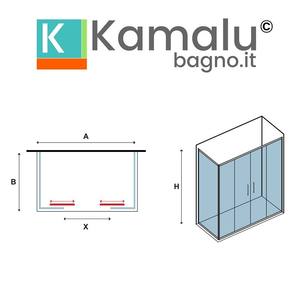 Kamalu KE-6000A Cabina Doccia Senza Telaio Argento Opaco 90x200 Doppia Porta Scorrevole Stile Moderno Impermeabile per Bagno - Product Image 3