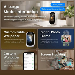Caméra de sécurité intérieure intelligente Tuya 2K avec écran LCD pour appels vidéo, suivi automatique, audio bidirectionnel, WiFi sans fil, caméra IP PTZ - Product Image 6