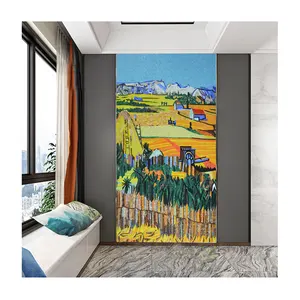 ZF Customized landscape oil painting art mozaic tile murals 100% handmade art glass mosaic mural wall decor