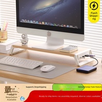 Support d'écran d'ordinateur de bureau en plastique en forme de L, réglable, avec plateau d'extension USB, pas d'installation requise